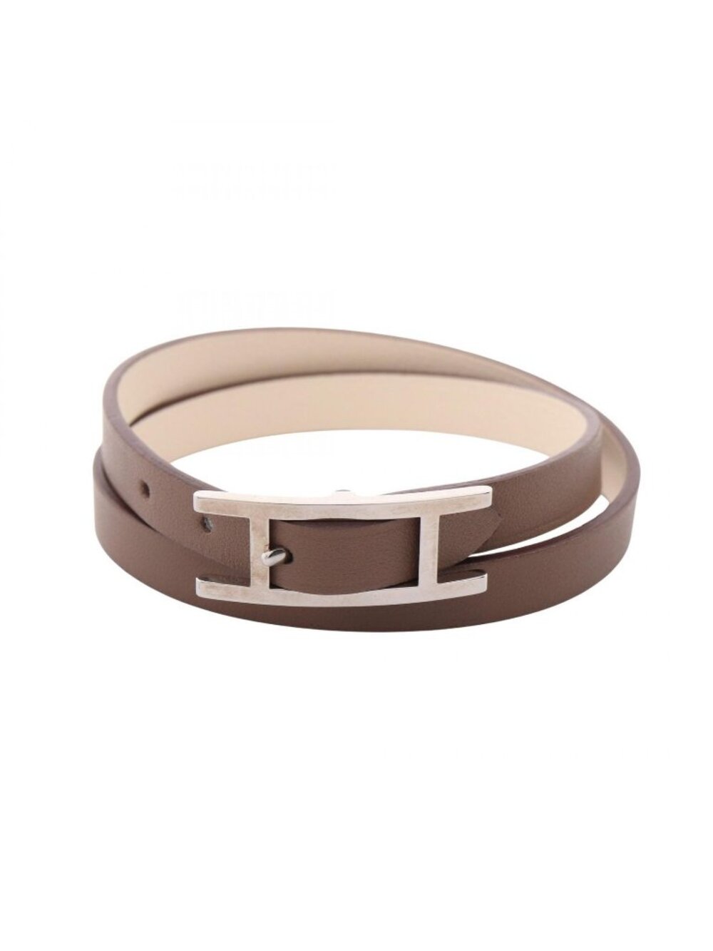 Hermes Behapi Double Tour Gray Beige Leather